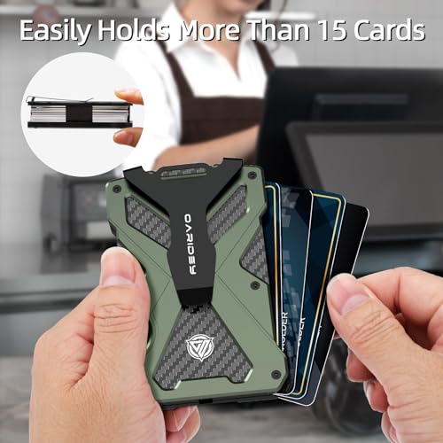 Oaridey Minimalsit Wallet (Amry Green) and 2 Pack Retractable Keychain Heavy Duty3