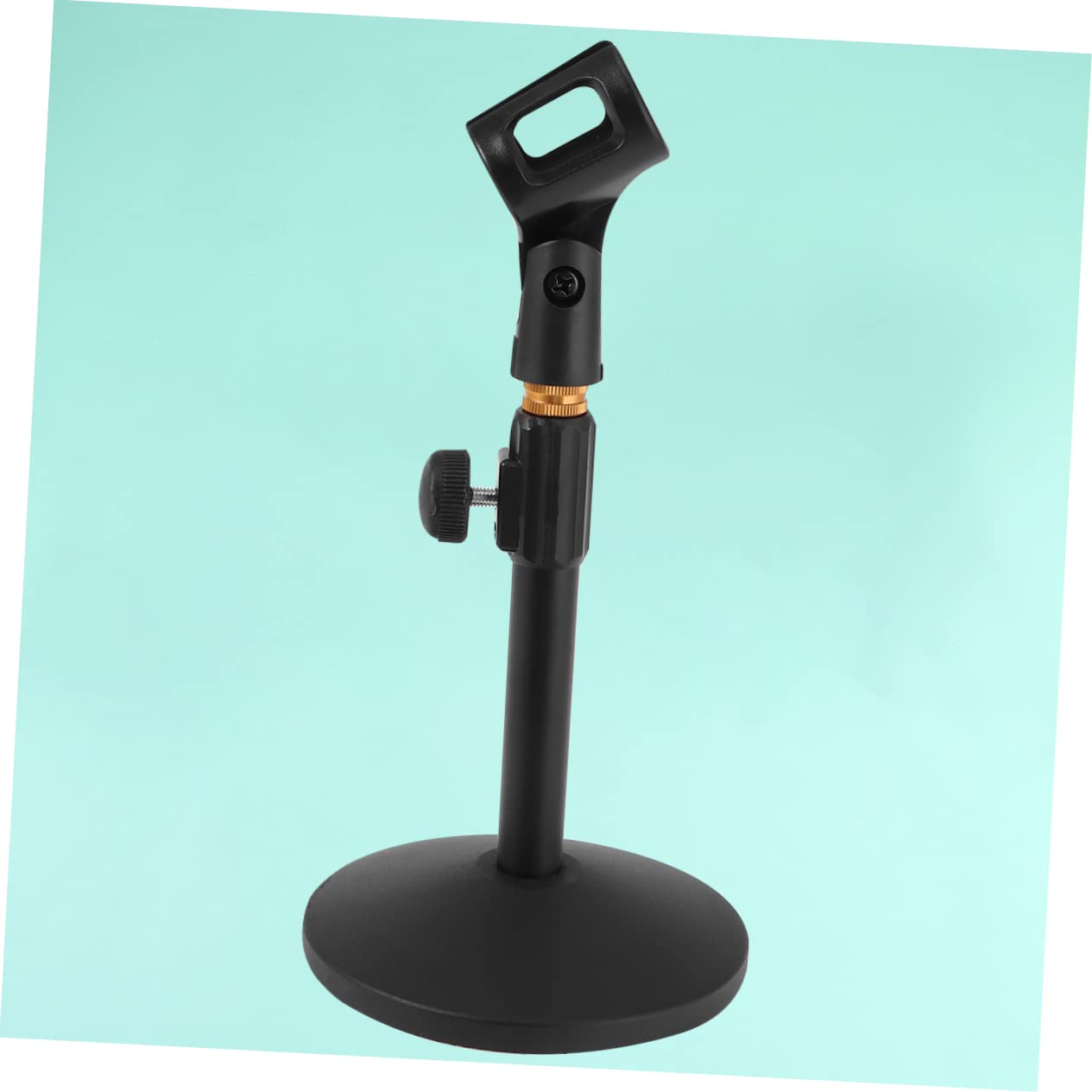 Supporto da Tavolo per Microfono Regolabile 27-38cm Base Tonda | Metallo Nero, Tubo Flessibile Leggero e Portatile, per Canto e Home Live, Festa Scuola Decor