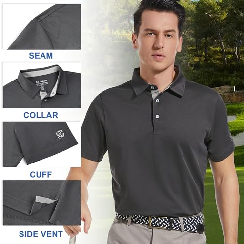 Image of Mens Golf Shirt Short Sleeve Moisture Wicking Dry Fit Performance Solid Pique Collared Golf Polo Shirts for Men