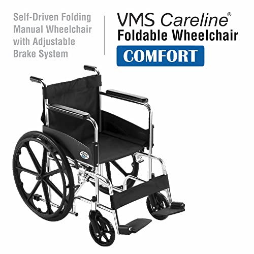 VMS Careline Foldable Comfort Wheelchair Lightweight, Durable