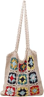 Women shoulder bag Knitted Purse Bohemian Weave Aesthetics Bag Soft Hollow Colorful Female Woven Bag