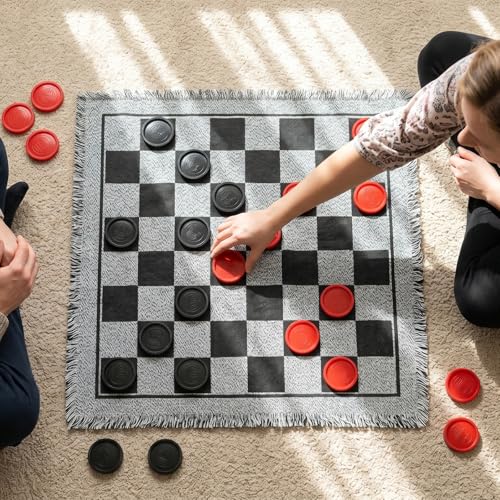 Juego de Damas Gigante y Tres en Uno con Tapete Reversible miniatura 6