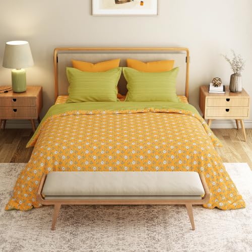Image of Mytrident Bedsheet for Double Bed Queen Size |90 Inches x 100 Inches | Petal Pop Yellow