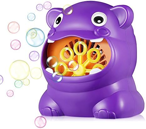 Kidsidol Bubble Machine Automatic Bubble Blower Kids Bubble Maker Bath Bubble Machine Portable Bubble Blaster for Birthday Party Wedding (Hippo Shape)