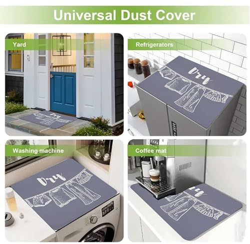 Image of Homecloud Non-Slip Washing Machine Mat - Durable Waterproof Protective Cover for Washer & Dryer, Dust-Resistant Mat Ideal for Laundry Room & Kitchen Appliances (Grey Dry)