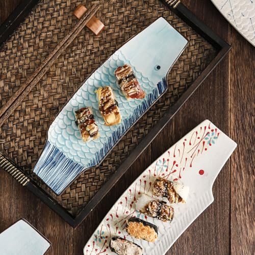 Plato de cerámica para sushi en forma de pez 11.5 pulgadas miniatura 7