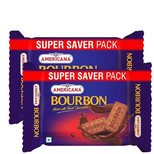 Image of Americana Premium Bourbon Chocolate Sandwich Biscuits, 500g x 2 Packet = 1kg - Rich Creamy Filling, Crispy Cocoa Biscuits, Vegetarian Tea Time Snack