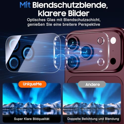 UniqueMe für iPhone 18 Pro Kameraschutz - 3 Stück, HD Transparent – Ansicht 4