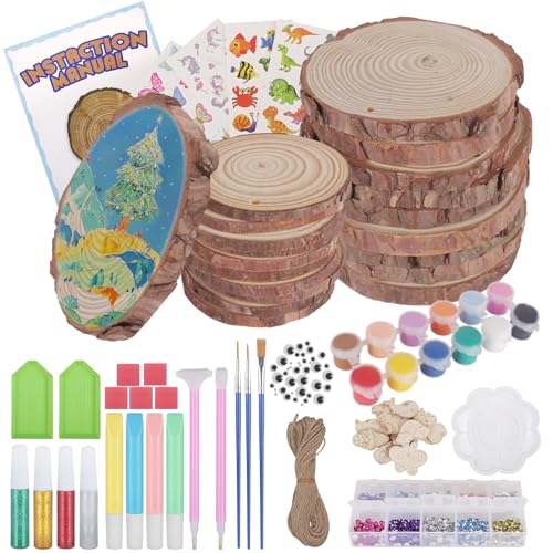 Genround Juego de manualidades de madera de 20 piezas para niños, brillan en la oscuridad, juguetes creativos para niños y niñas, juguetes de arte creativo para 5-12