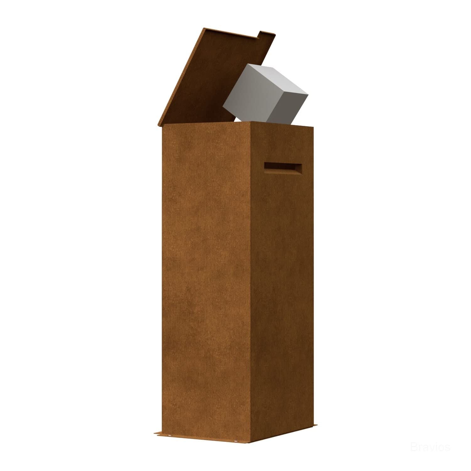 Briefkasten, Design Standbriefkasten und Paketbriefkasten Knox aus Cortenstahl - Bravios