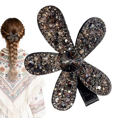 Pinza para el pelo con diamantes de imitación | Accesorio para brochas brillantes florales 3D | Elegante horquilla de pelo para mujeres y niñas | Perfecto para bodas, reuniones, eventos formales, L