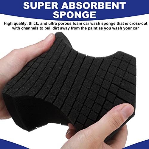 2 éponges de lavage auto Ultra Black à structure croisée pour le nettoyage des carrosseries
