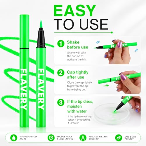 Delineador Líquido Neon Verde Resistente al Agua miniatura 7