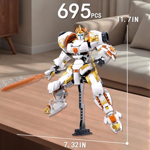 Image of HIGH GODO Warrior Mech Robot Building Set, Long Swords Shields Samurai Mech Model Kit, Creative City Justice Hero Ninja Gifts for Adults Teens 14+ (695PCS)