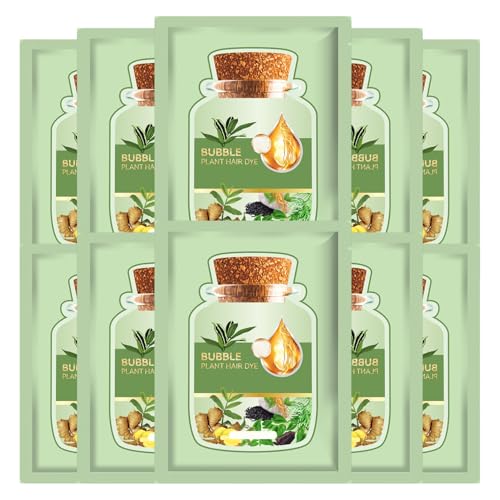 10 piezas de tinte para el cabello natural con herramientas, 30 ml de champú de tinte de cabello botánico de 30 ml de burbujas naturales con extractos de plantas para mujeres niñas |.Champú