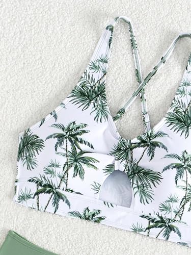 SweatyRocks Girl's Two Piece Bathing Suit Graphic Print Cut Out Spaghetti Strap High Waist Bikini Swimsuit3