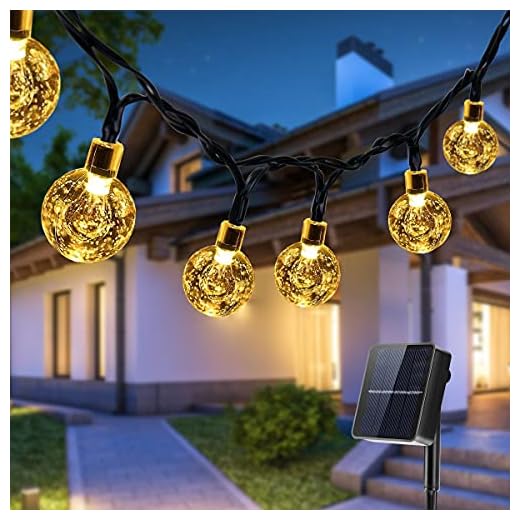 Guirnaldas Luces Exterior Solar, Qxmcov 14M Total de 80 LED Cadena de Bola Cristal Luz, IP65 Lmpermeable, Guirnalda Solar LED Bola de Cristal Luces Decoracion para Hogar, Jardín, Arboles, Patio, Bodas
