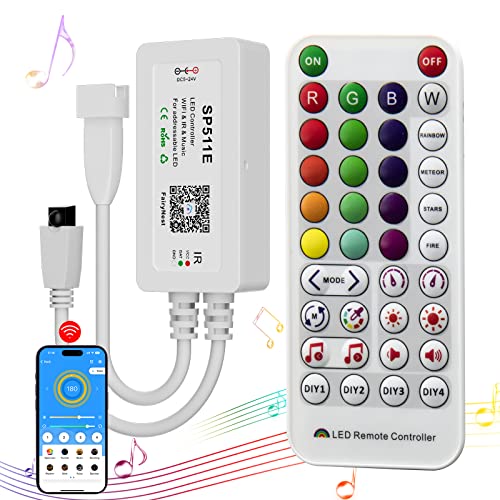 PAUTIX WiFi LED Smart Steuerung für RGB Smart IC LED Streifen,for WS2811 WS2812 SM16703 Addressable Dream Color LED Strip Pixels Light DC5V-24V APP/IR Remote Control(NOT for RGB LED Strip)