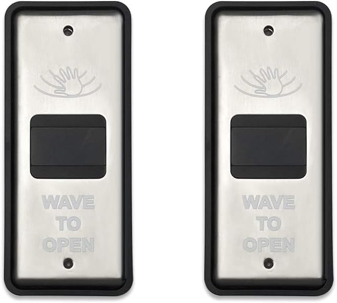 Olideauto Contactless Door Opener Sensor Switch,2PCS Wired Narrow Stainless Steel Touchless Wave Sensor Switch for Touchless Automatic Door Opener Olide-514