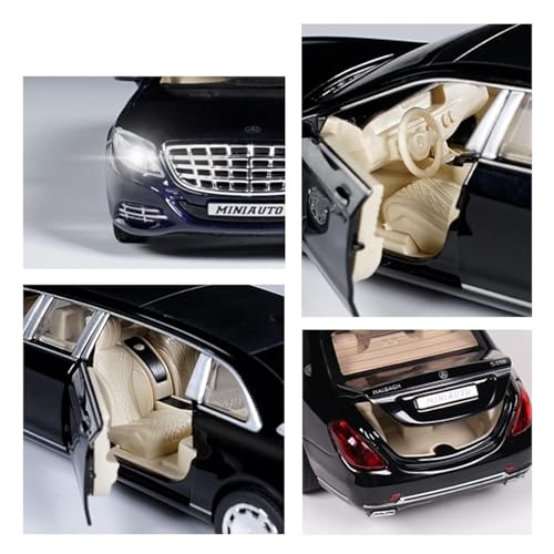 Image of Merceedes Maybach s650 Model Car with Box, Zinc Alloy Pull Back Toy car with Sound and Light for Kids Boy Girl Gift [Colors as Per Stock]