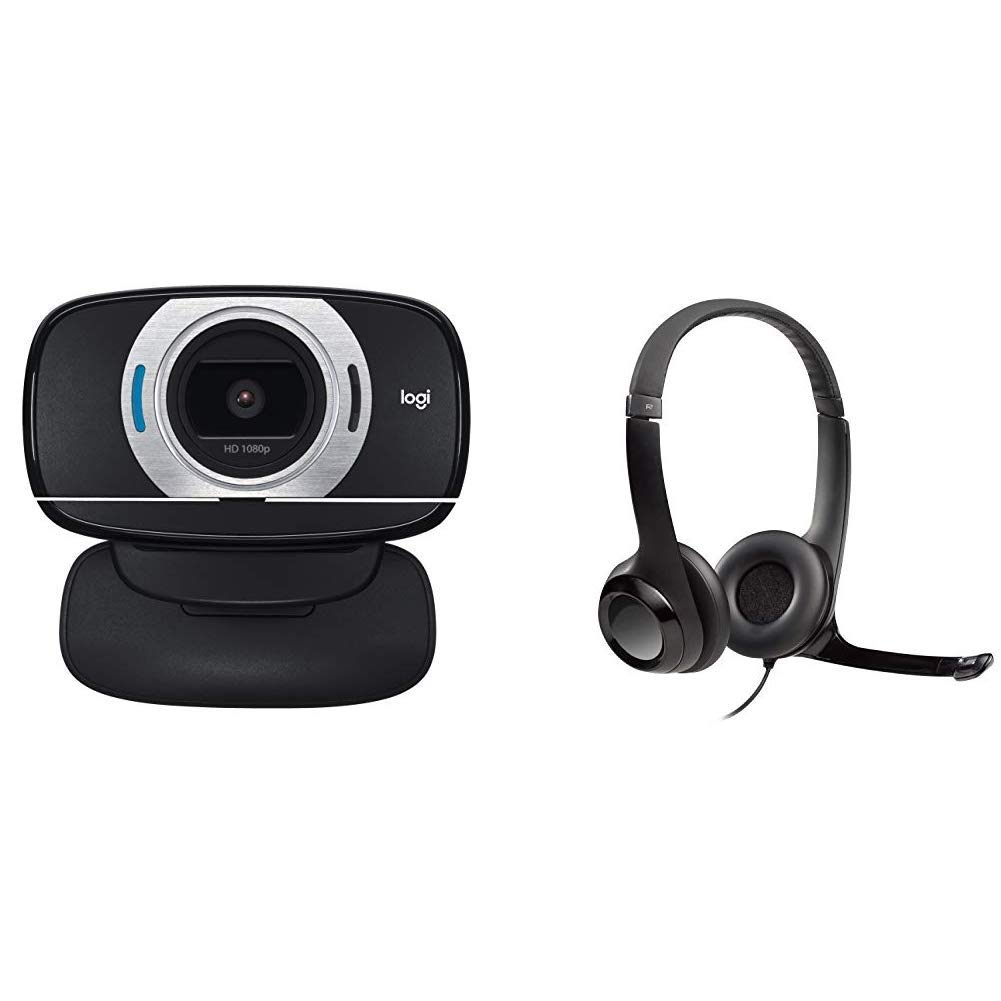 Logitech HD Laptop Webcam C615 with Fold-and-Go Design, 360-Degree Swivel, 1080p Camera Bundle with 