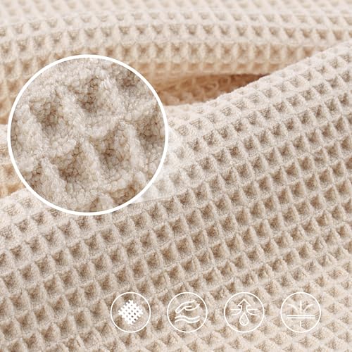 Image of POLYTE 430 GSM Microfiber Oversize Quick Dry Lint Free Bath Towel, 60 x 30 in, 4 Pack (Waffle Weave)