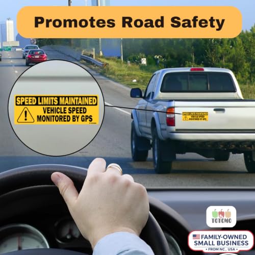 Image of TOTOMO Oversized Vehicle Speed Monitored by GPS Safety Sticker, Speed Limit Maintained, 2-Pack, Large 14 inch x 5 inch Reflective Warning Decal for Fleet Vehicles, Trucks, Vans & Commercial Vehicles