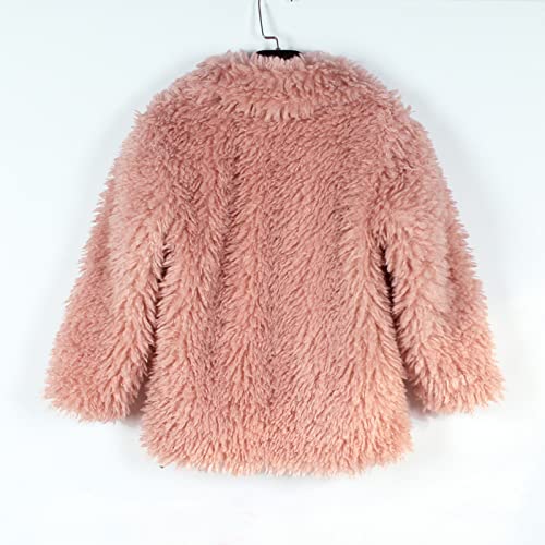 Toddler Girls Fleece Jacket Long Sleeve Lapel Faux 𝗙𝘂r Thick Coat Winter Open Front Warm Windproof Outwear2