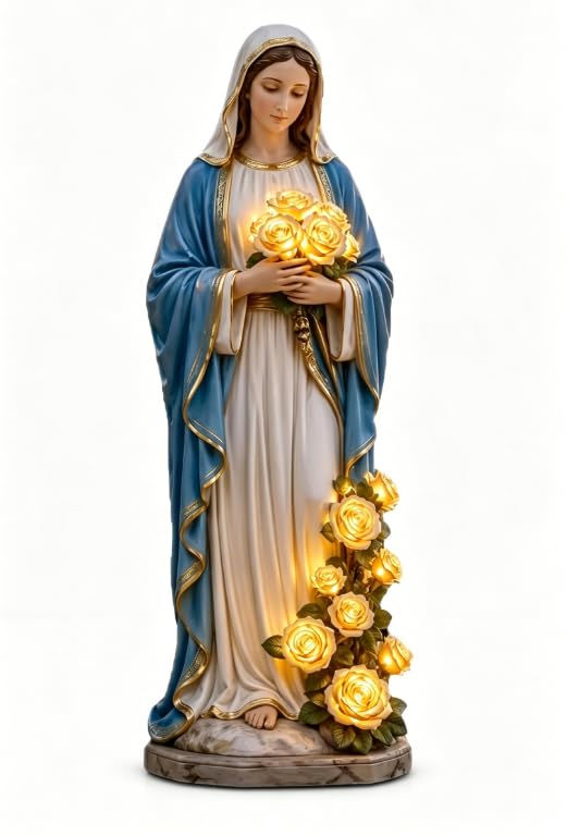 Statue Vierge Marie lumineuse pour jardin : illuminez votre espace de prière extérieur