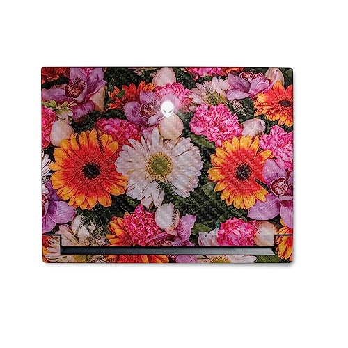 Image of MightySkins Carbon Fiber Skin Compatible with Alienware M18 R1 (2023) Full Wrap Kit - Watered Flowers | Protective, Durable Textured Carbon Fiber Finish | Easy to Apply | Made in The USA