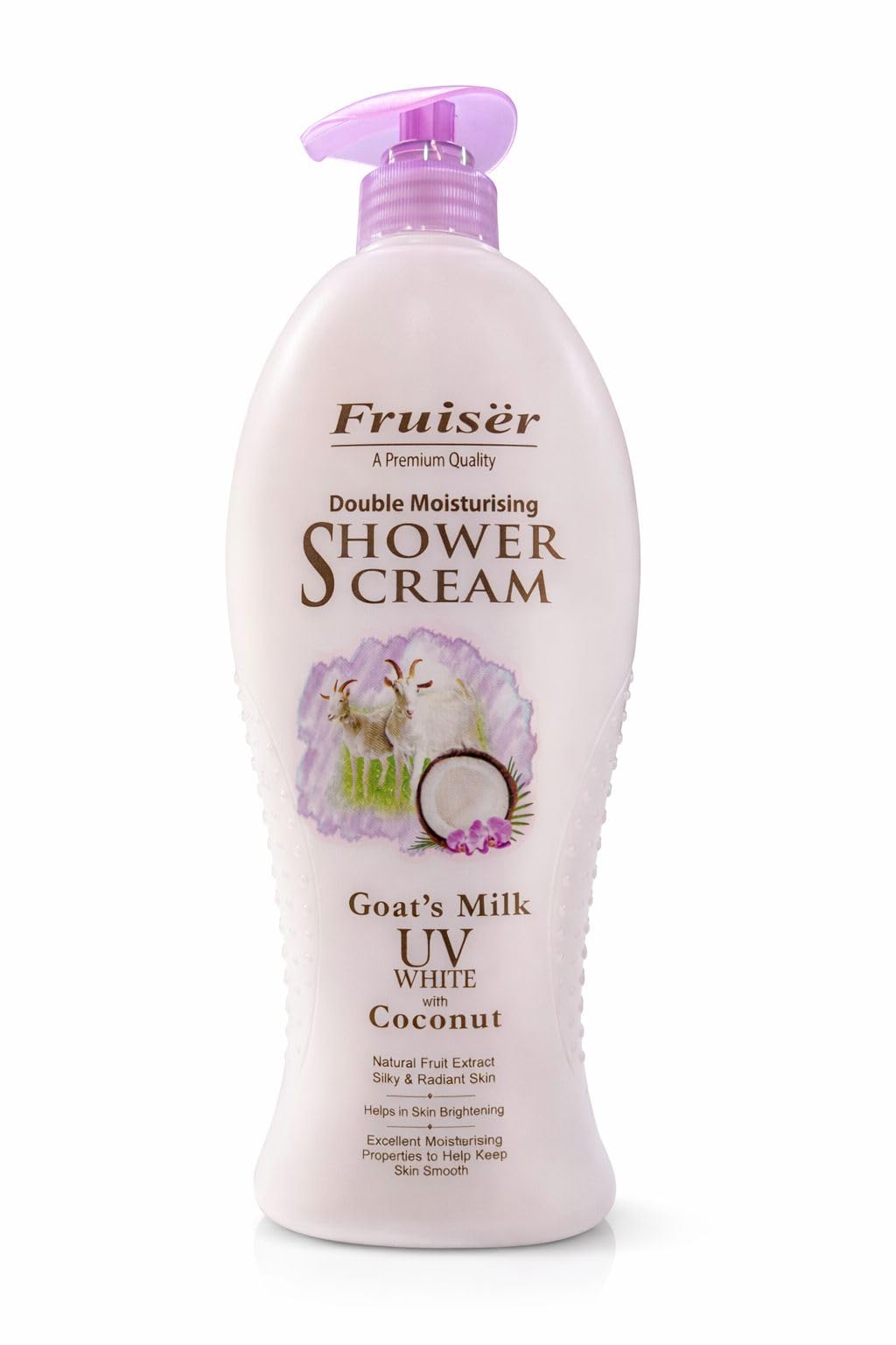 Fruiser Double Moisturising Shower Cream - Goat’s Milk UV White with Coconut - 1000ml | Nourishing & Brightening Body Wash for Soft, Smooth, and Radiant Skin-image-12