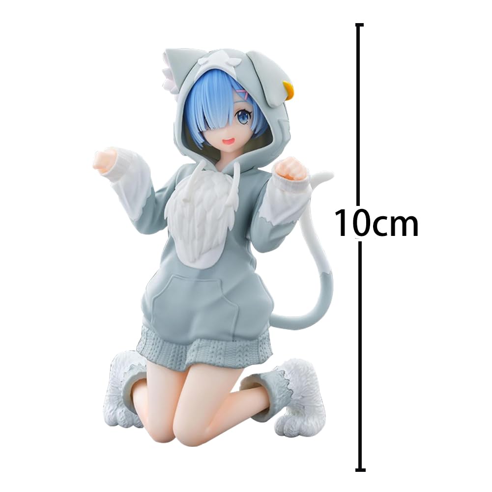 3 sztuki Ram/Rem figurka Anime Re 0 Figure Ram Rem Figurki akcji Kocie uszy Ver Model siedzący statuetka Dekoracja Biurko Ornament Artykuł kolekcjonerski