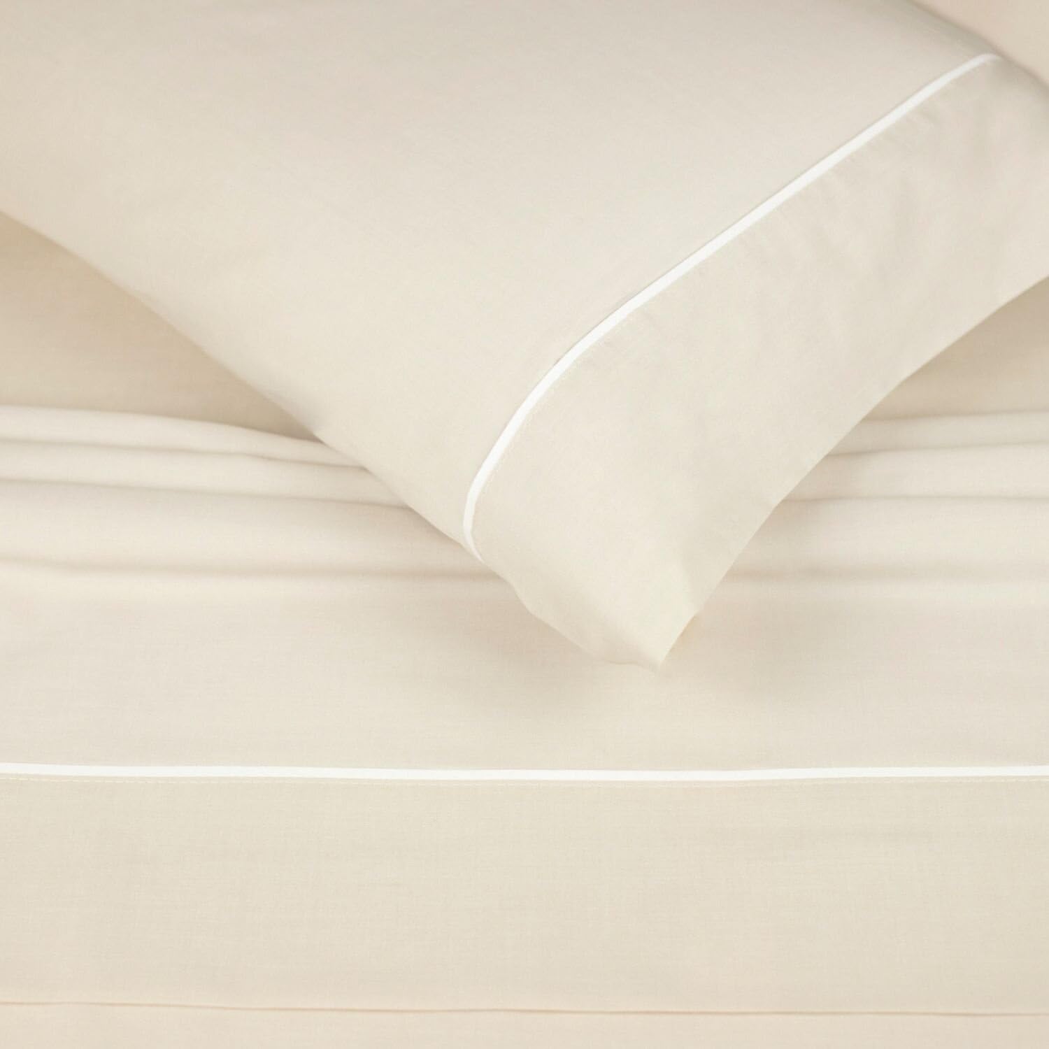 Burrito Blanco | Juego de Sábanas 100% Algodón Cama 90 Beige | 3 Piezas: Bajera, Encimera y Funda Almohada | Tacto Suave | Larga Duración | Fácil Planchado | Apto Secadora