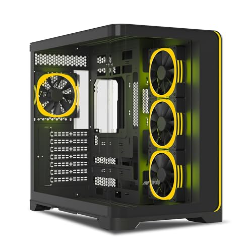 Image of Ant Esports Crystal ARC Mid-Tower Computer Case /Gaming Cabinet - Black |Front Curved Glass|Support ATX, Micro-ATX, Mini-ITX | Pre-Installed 4 ARGB-PWM Fans