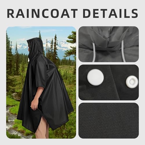 Rain Ponchos for Adults,Raincoat for Women Men,Lightweight Unisex Raincoat for Hiking Camping (3Pack,Black, Gray, Purple)4