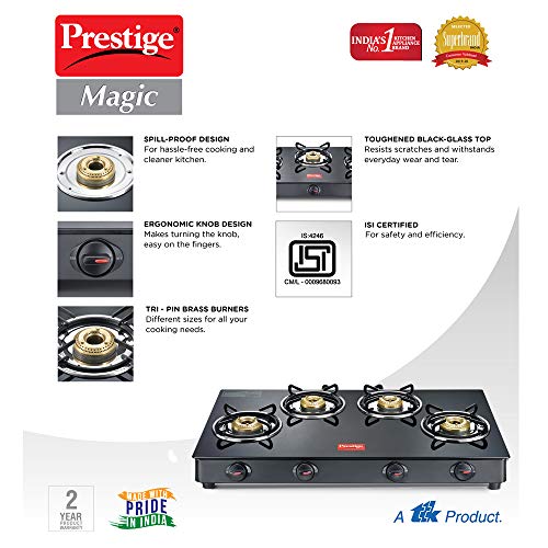 Prestige-Magic-4-Burner-Gas-Stove-GTMC-04-L-Black-Colour-Glass-Manual