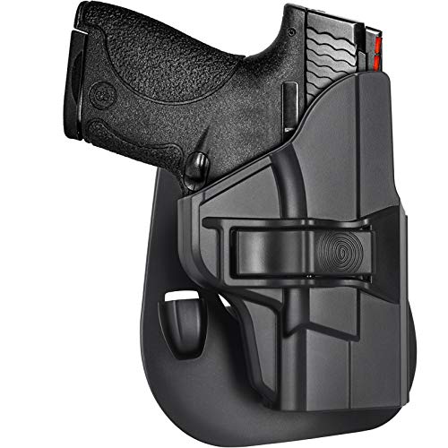 M&P Shield 9mm Holster, OWB Holster for Smith & Wesson M&P Shield 9mm .40 3.1" Barrel, Index Finger Release, Durable Polymer, Paddle Holsters Fit Shield M2.0-9mm/.40(3.1" Barrel), Paddle, Right Hand