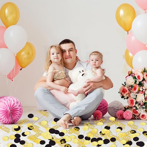 Image of 200Pcs Happy Birthday Confetti Glitter Gold and Silver Circle Dots Confetti Table confetti For Birthday party Halloween Bachelorette Wedding Baby Shower Decorations