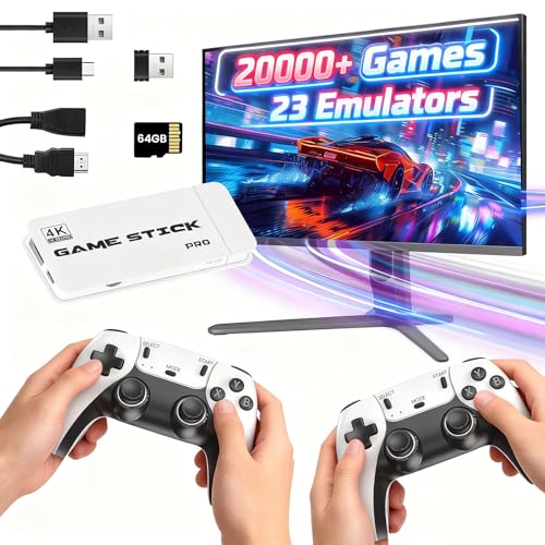 KANYUNCD 2026 New Retro Gaming Console Built-in Classic Video Games and 23 Emulators,Retro Gaming Stick with 20,000+ Classic Game,4K HDMI Output & Dual 2.4G Controllers