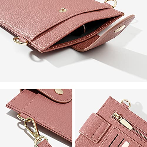 Aeeque Borsa a tracolla da donna, in pelle, universale, a tracolla, con scomparti per carte di credito, B - rosa, Crossbody