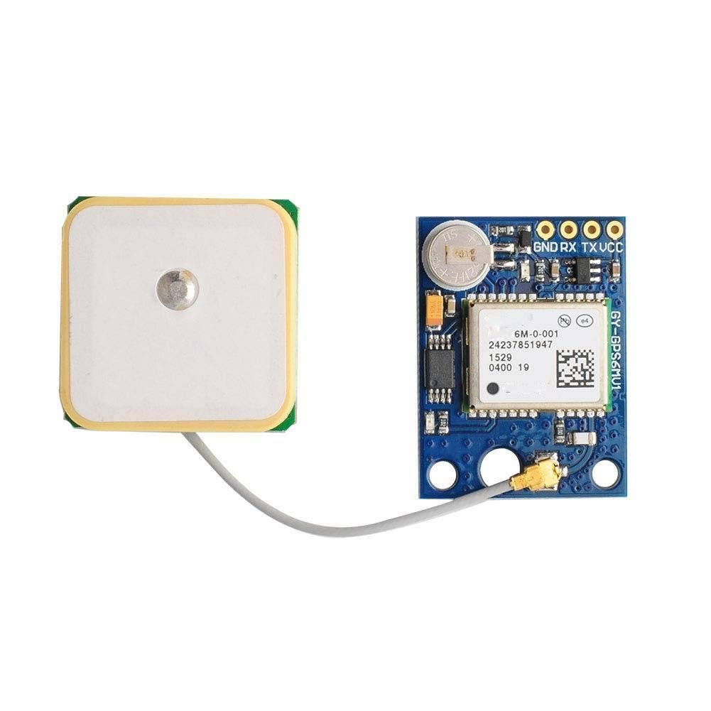 Microbot GY-NEO6MV2 GPS Module with Antenna, 2.5cm x 3.5cm, LED Indicator, Power-off Data Retention