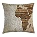 ABAKUHAUS Africano Federa Fodera Cuscino, Legno Plank Mappa, Copricuscino Quadrato Decorativo, 50 cm x 50 cm, Tan Umber e Brown