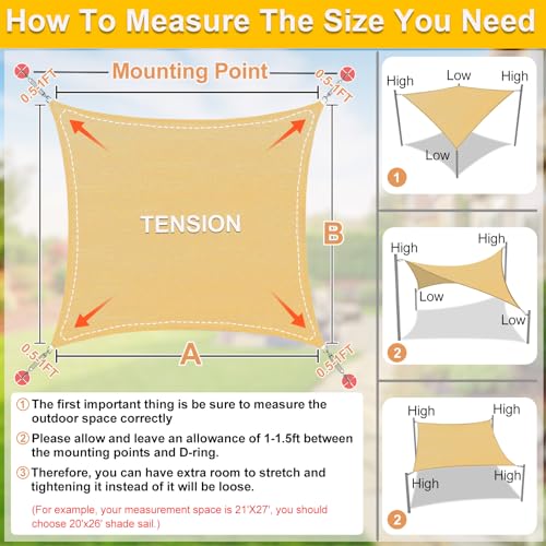 Image of KANAGAWA 16'x20' Sun Shade Sail Sand Curved Rectangle