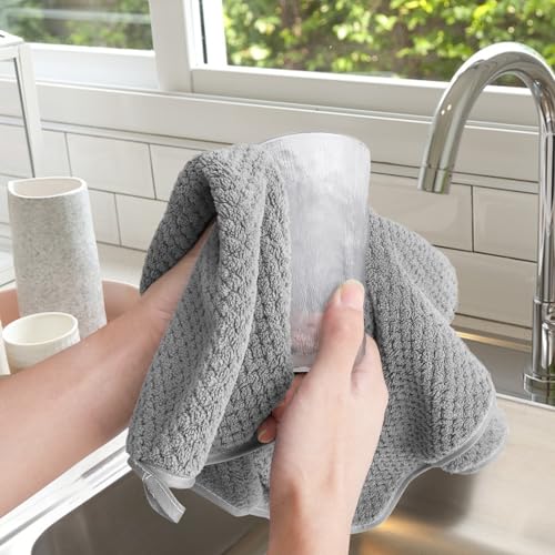 SEESUNO 10 Pack Grey Tea Towels for Kitchen, 75 x 35cm Lint Free Super Absorbent Waffle Teatowels for Kitchen Dish - Image 6