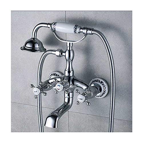 Robinet de baignoire chrome avec douchette en laiton haut de gamme