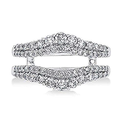Double Solitaire Enhancer Round 1.00ct Simulated CZ Diamonds Ring Guard Wrap Jacket 14k White Gold