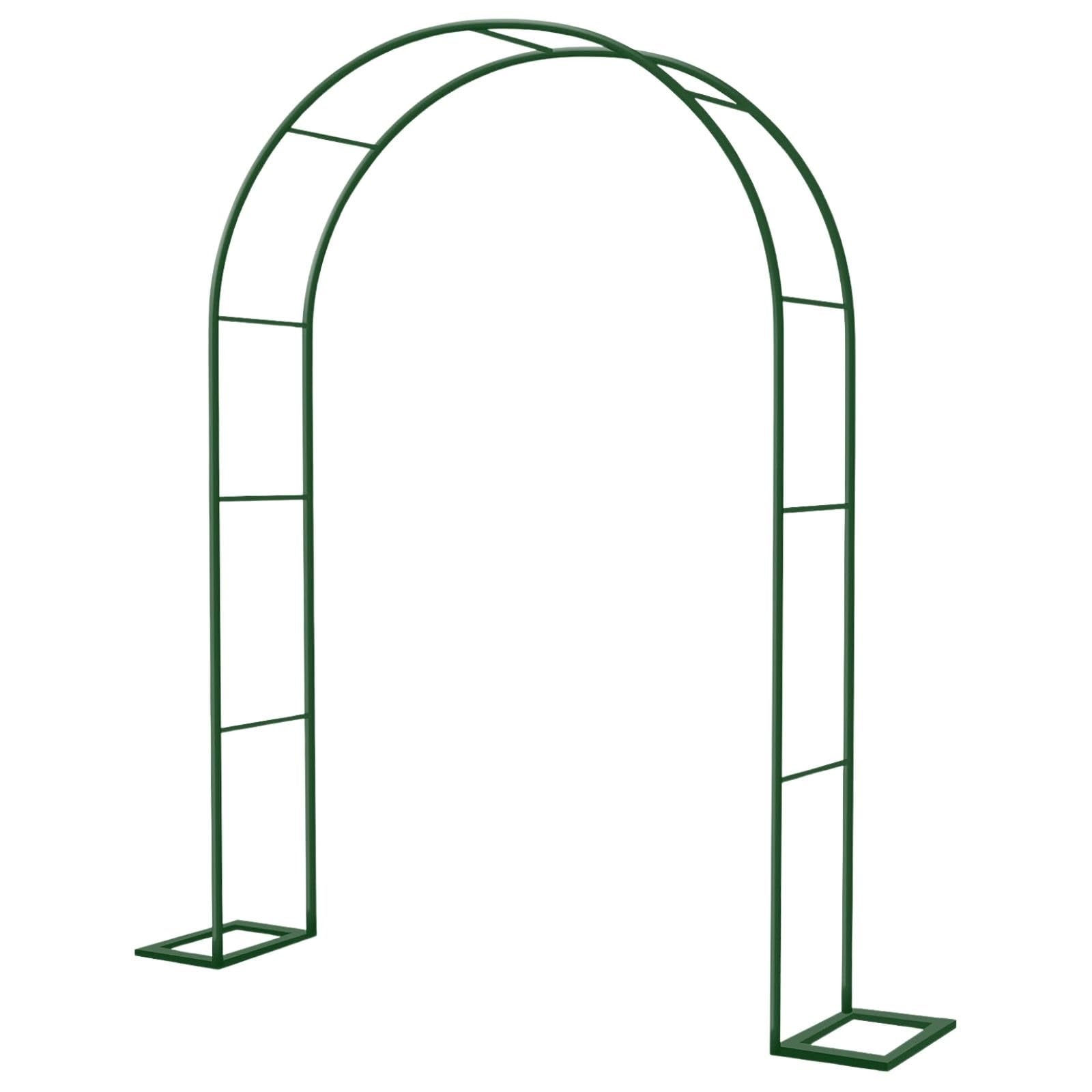 Gartenbogen aus verzinktem Metall für Rosen & Jasmin, stabile Outdoor Pergola mit verstellbarem Boden, Höhe 200/220/230 cm, Breite Optionen 80-350 cm, Grün lackiert