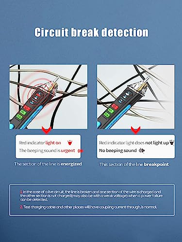 Aicevoos A1 Voltage Tester/Non-Contact Voltage Tester With Range Ac 12V-1000V/48V-1000V, Live/Null Wire Tester, Electrical Tester With Flashlight, Buzzer Alarm, Wire Breakpoint Finder #TOP4