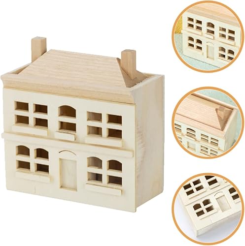 Miniatura 9 de Little House - Casa de muñecas para decoración del hogar, casa en miniatura de madera, sin terminar, modelo de casa de muñecas, accesorios de