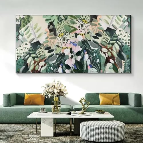 Peinture à l'huile abstraite pour masquer un mur vide | Toile florale 30x60cm